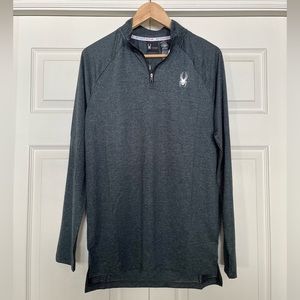 {SPYDER Active} Waffle Lightweight 1/4 Zip Pullover In Green Grey - Men's Medium